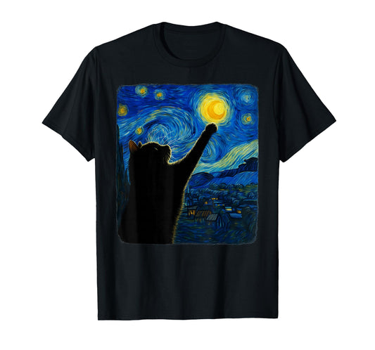 Starry Night Cat, Van Gogh Cat, Cat Lover, Cat Mom, Cat Dad T-Shirt