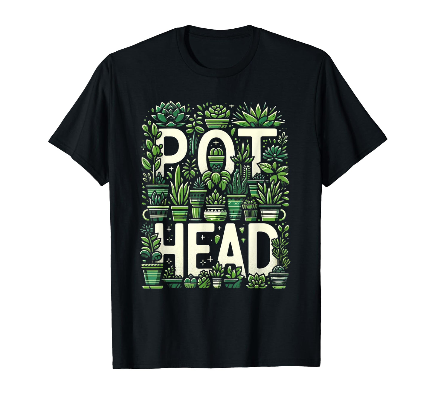 Funny Pot Plants Head Cute Funny Succulent Garden Gardening T-Shirt
