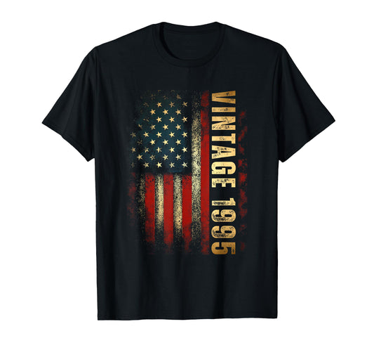 Vintage 1995 American Flag 30th Birthday 30 Years Old Men T-Shirt