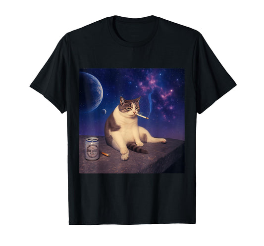 Cigarette Kitten Funny Smoking Cat Meme Stupid Brainrot T-Shirt