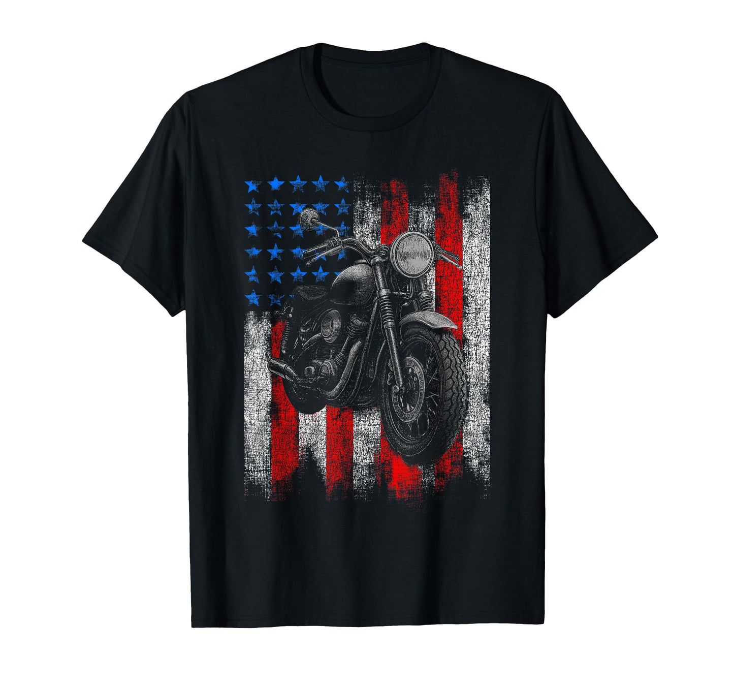 Motorcycle Graphic Men's Biker American Flag T-Shirt