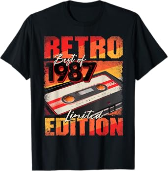 Vintage 1987 Tshirt Best Of 1987 Cassette Tape 35th Birthday T-Shirt