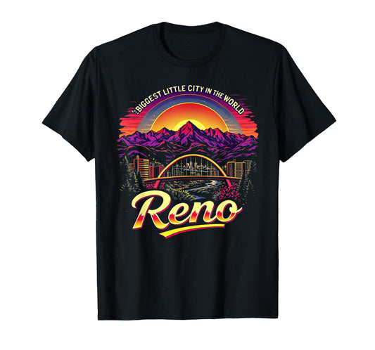 Vintage Reno Nevada Sunset Skyline Cityscape T-Shirt