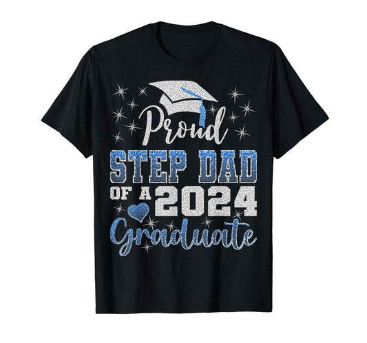 Super Proud Step Dad of 2024 Graduate Awesome Family College T-Shirt