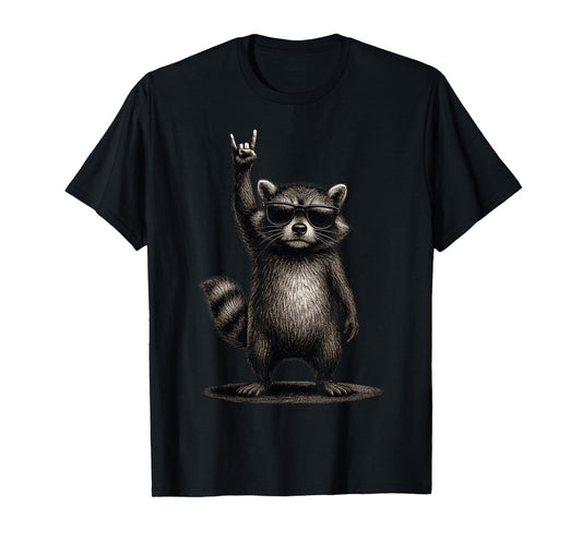 Retro Raccoon Rock Music Funny Gifts Men Women Boy Girl Kids T-Shirt