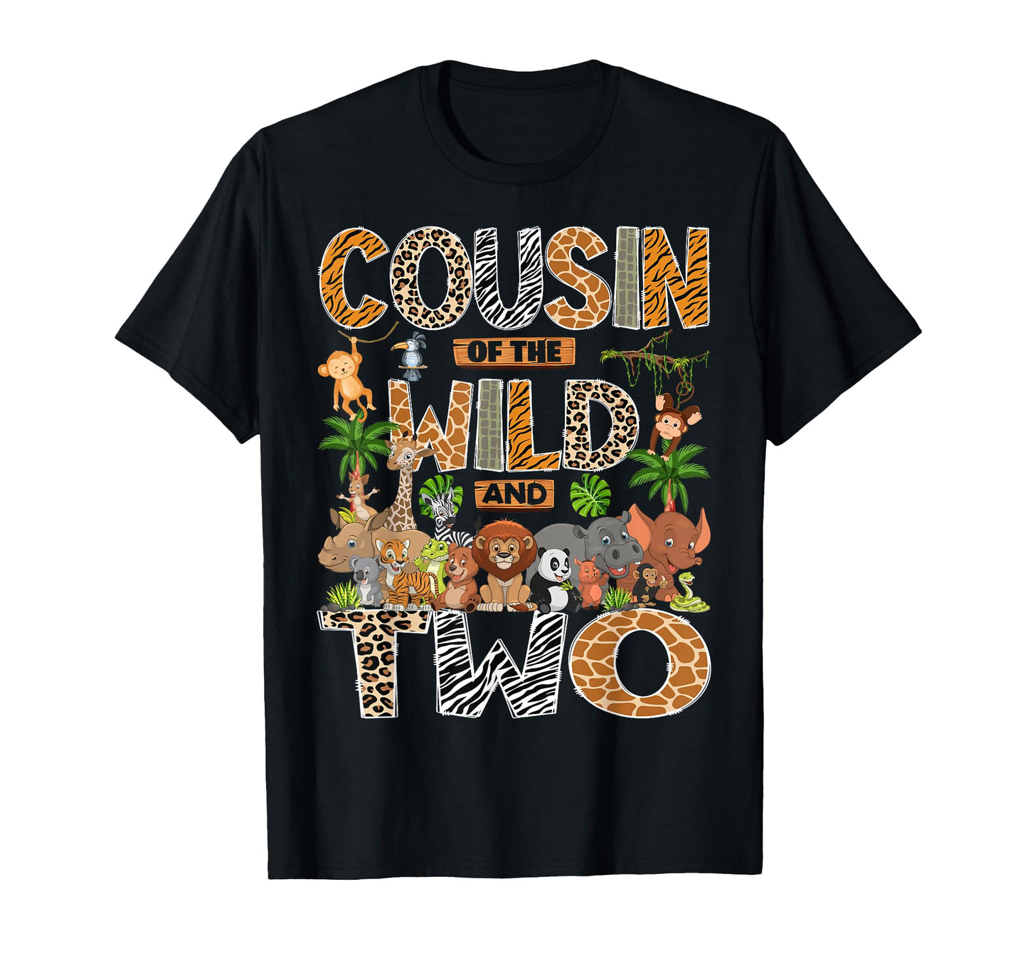 Cousin Of The Wild & Two 2Nd Birthday Boy Safari Jungle T-Shirt