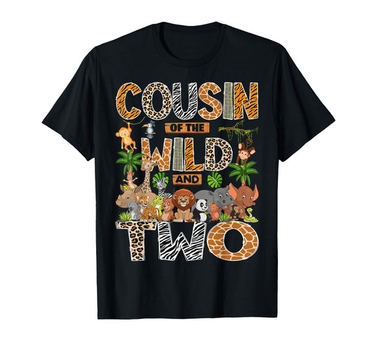 Cousin Of The Wild & Two 2Nd Birthday Boy Safari Jungle T-Shirt