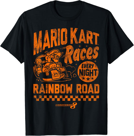 Nintendo Mario Kart Rainbow Road Vintage Graphic T-Shirt T-Shirt
