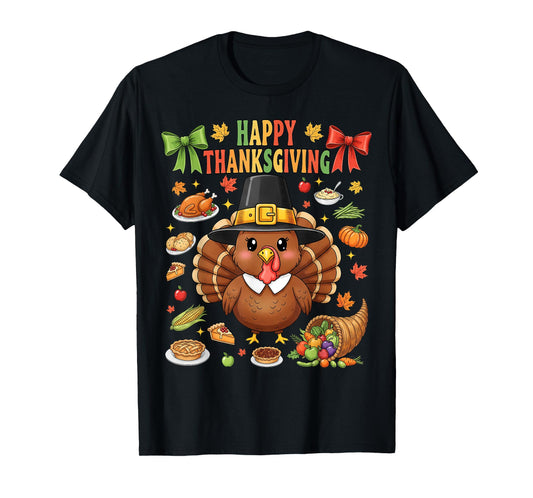 Cute Turkey Happy Thanksgiving Matching Family Women Men Kid T-Shirt