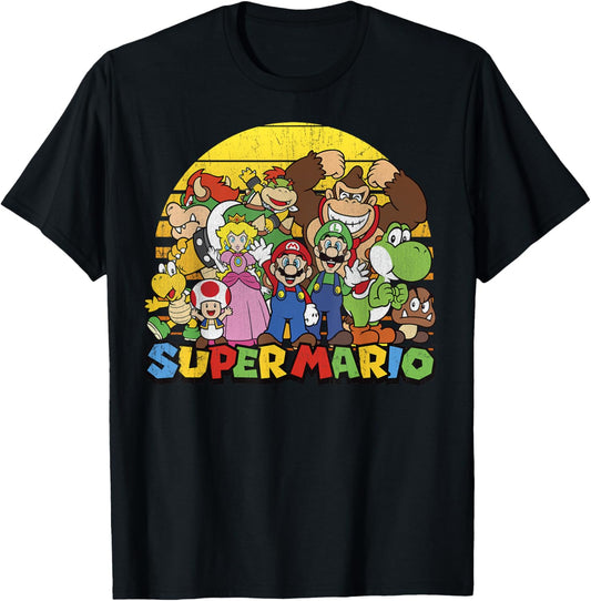 Nintendo Super Mario Group Portrait Vintage T-Shirt