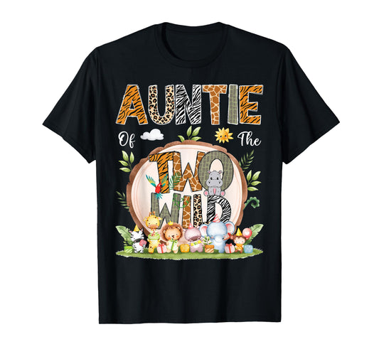 Auntie Of The Two Wild Animal Safari 2Nd Birthday Party T-Shirt
