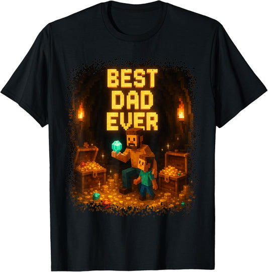 Boy Dad Best Dad Ever Father's Day Video Game Pixel T-Shirt