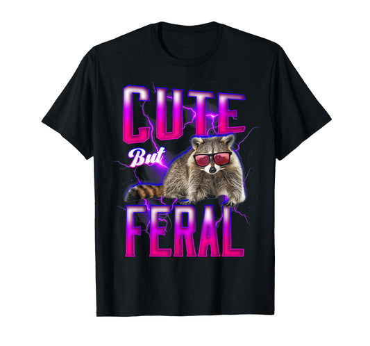 Cute But Feral Raccoon Trash Meme 90s Style T-Shirt