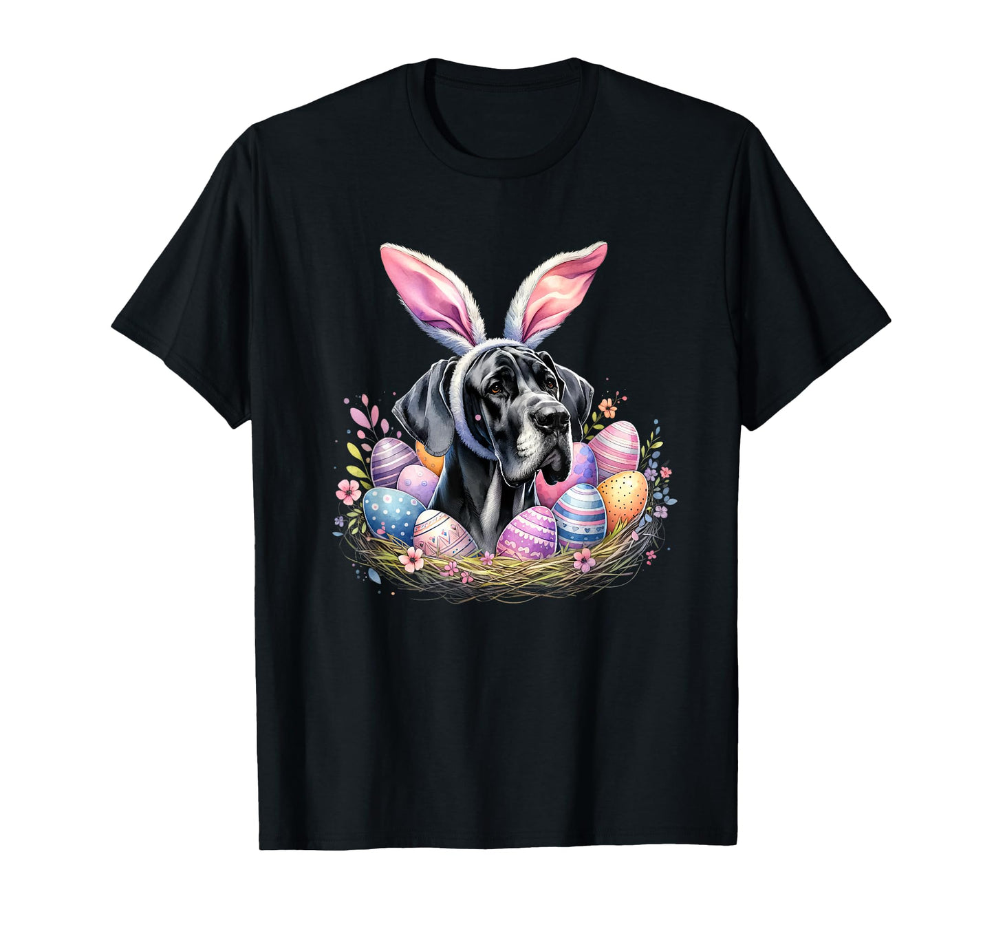 Great Dane Dog Bunny Ears Easter Day T-Shirt