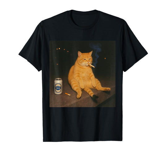 Cigarette Kitten Funny Smoking Cat Meme Stupid Brainrot T-Shirt