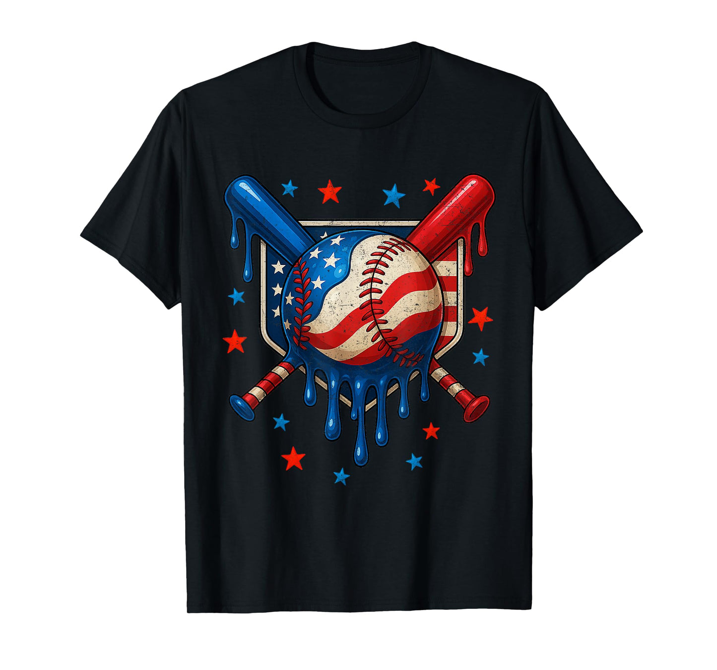 4th Of July Baseball Drip Patriotic American Flag Boys Mens T-Shirt