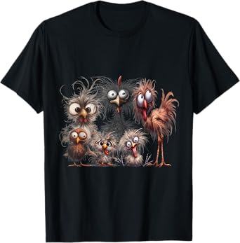 Funny Chicken Lovers - Crazy Chicken Family Matching Eagerly Funny Chicken Art T-Shirt - Unisex, Black, Small, Short Sleeve, T-Shirt
