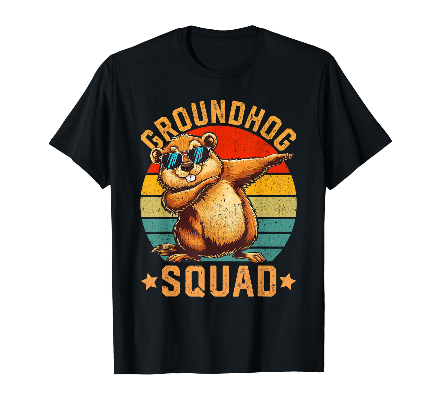 Dabbing Groundhog Squad Happy Groundhog Day 2025 Men Women T-Shirt