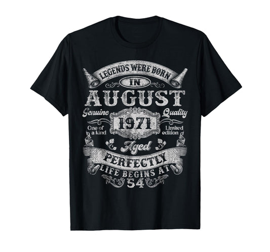Legends Were Born In August 1971 Vintage 54th Birthday Men T-Shirt