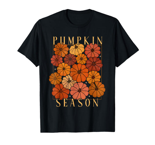 Pumpkin Season Autumn Fall Y'all Leaves Thanksgiving Vintage T-Shirt