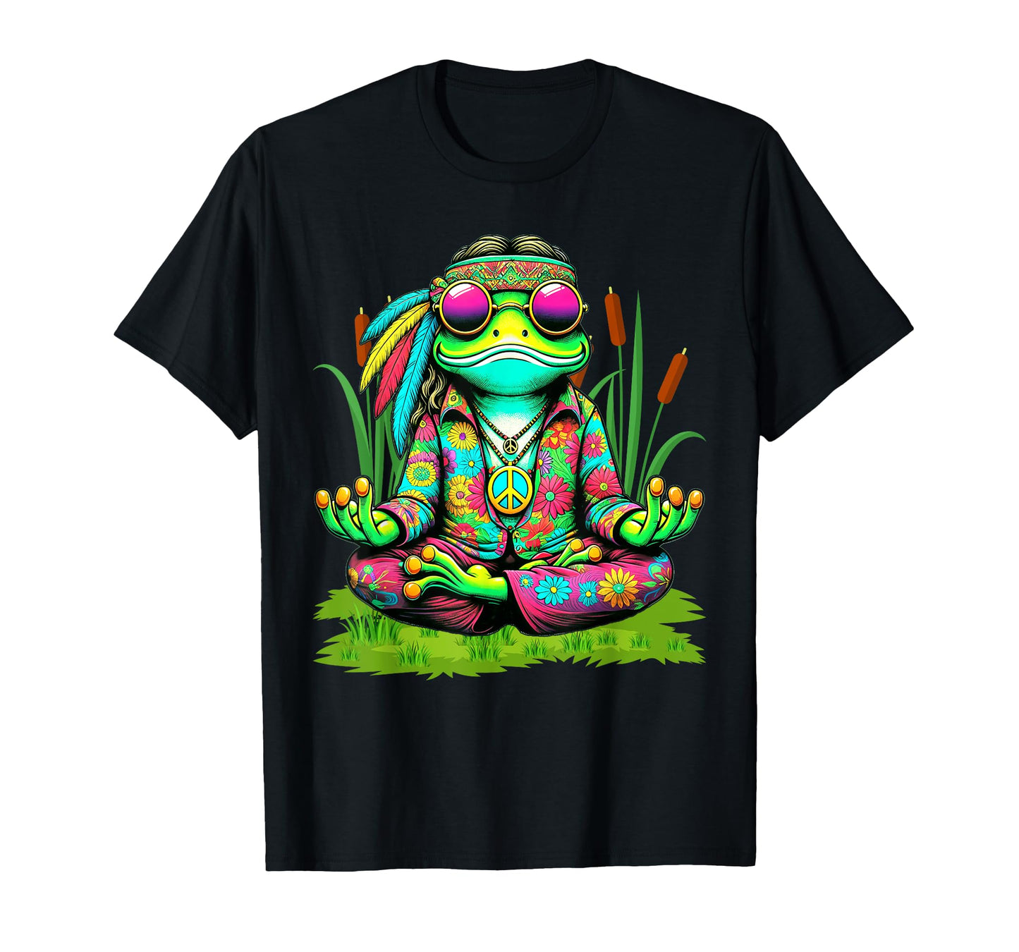 Frog Peace Sign Sunglasses Hippie T-Shirt