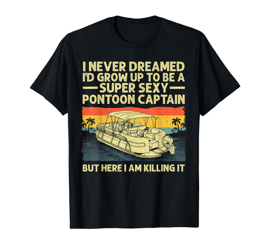 Cool Pontoon Captain Art For Men Women Pontoon Boat Owners T-Shirt