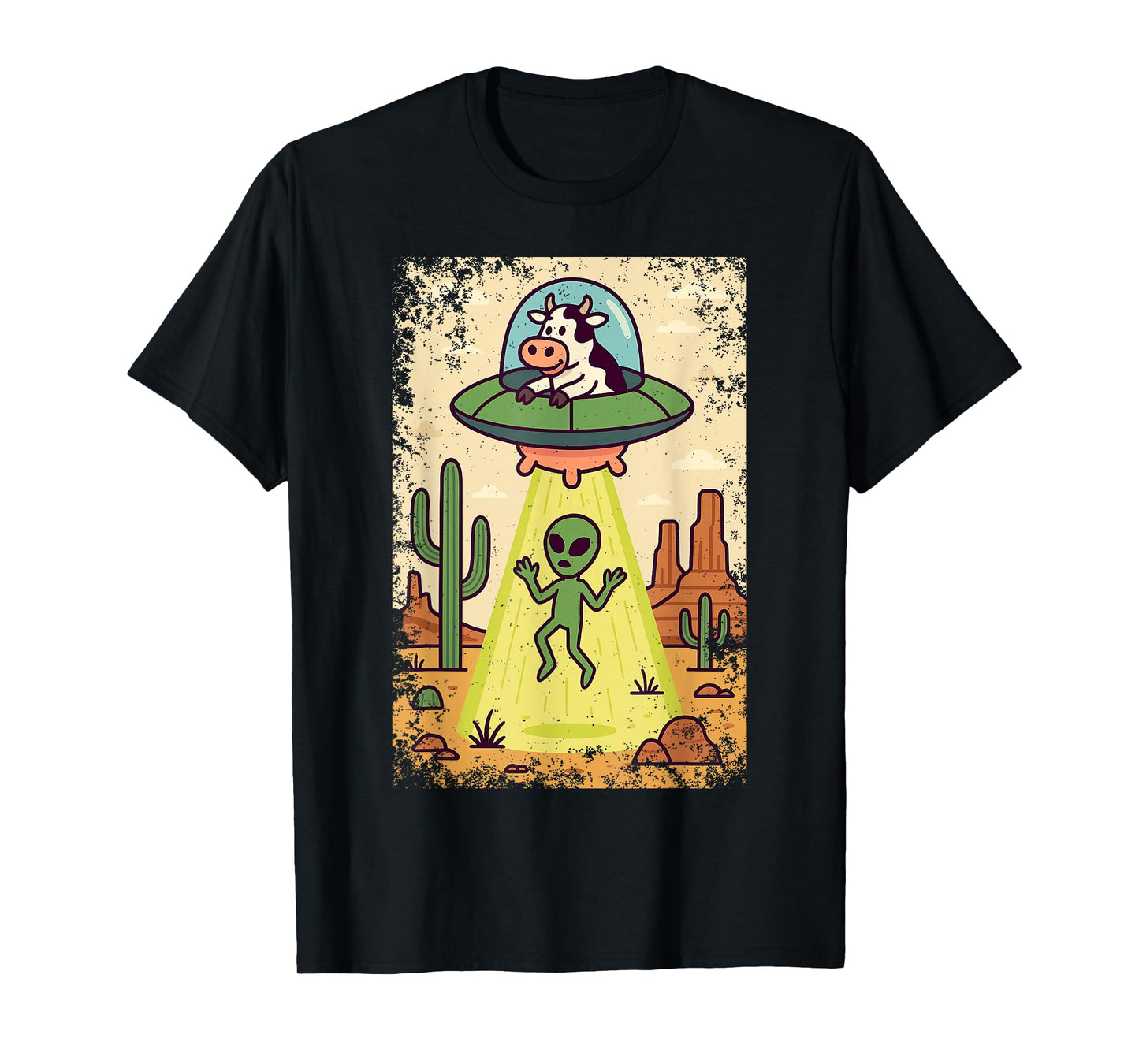 UFO Abduction Cow Moon Day Funny Alien Invasion Farm Animal T-Shirt
