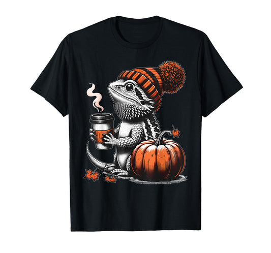 Bearded Dragon Fall Pumpkin Reptile Coffee Lizard Lover T-Shirt