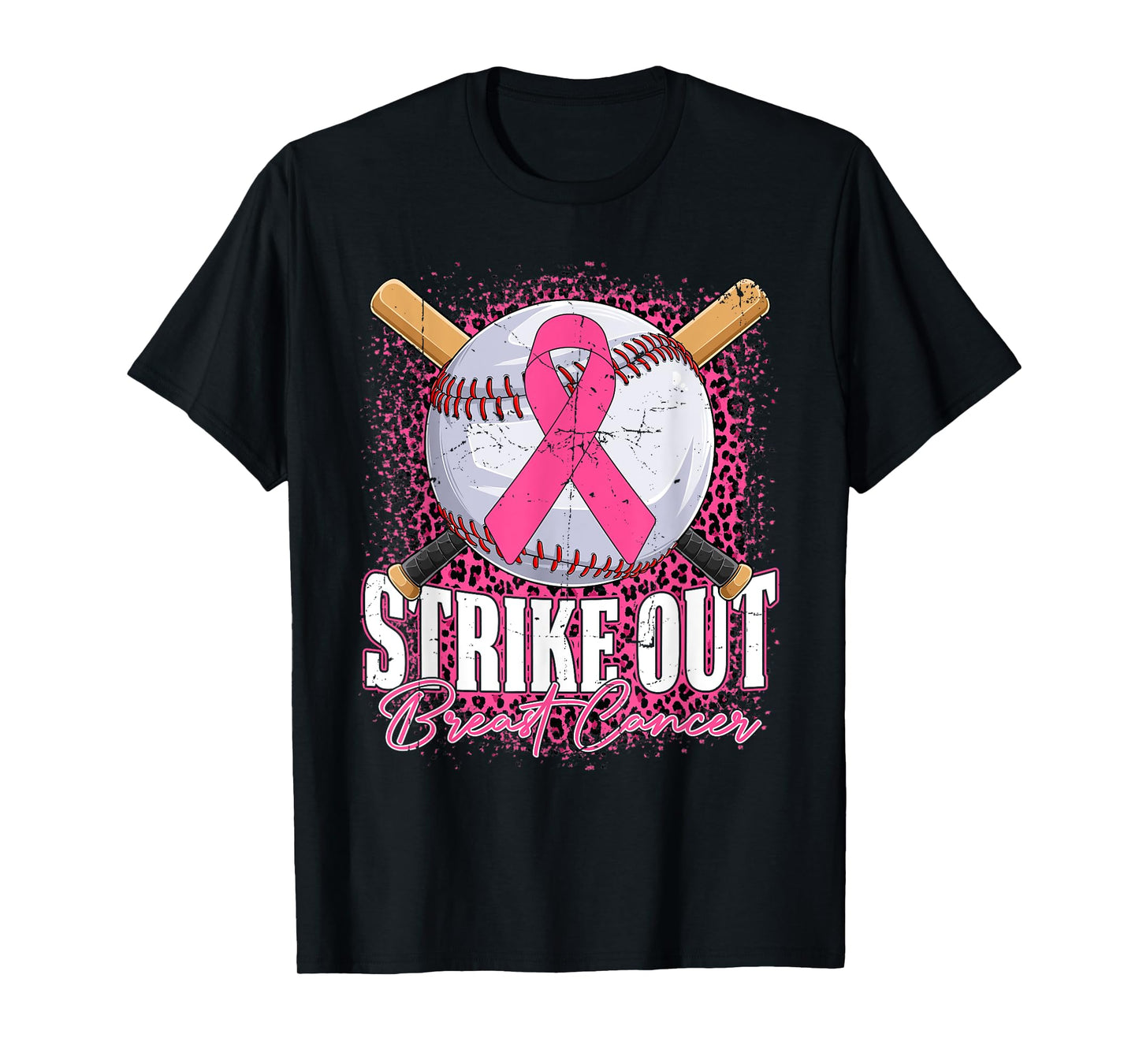 Strike Out Breast Cancer Baseball Ball & Pink Ribbon Women T-Shirt