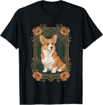Cute Corgi Dog Tarot Card Retro Vintage T-Shirt