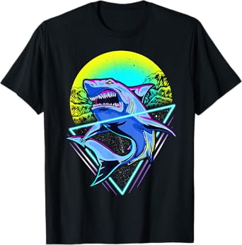 Shark Retro Punk 80s 90s T-Shirt
