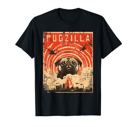Pugzilla Tee Design for Pug Owner Retro Vintage Apparel Pugs T-Shirt