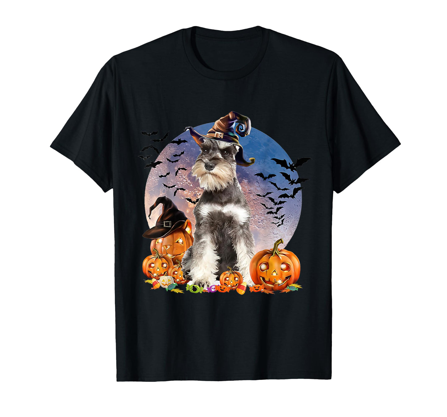 Dog Halloween Schnauzer Jack O Lantern Pumpkin T-Shirt for Men Women