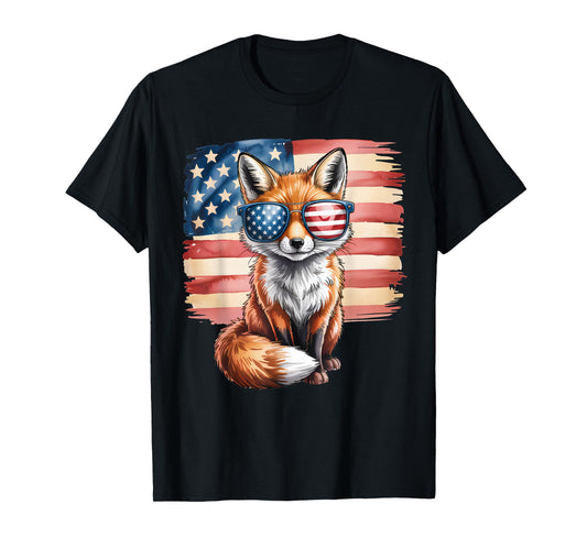 American Flag Fox USA 4th Of July Patriotic Men Women T-Shirt
