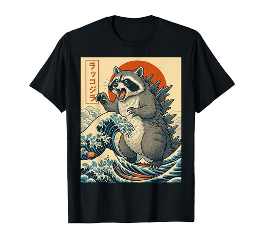 Funny Raccoonzilla Raccoon Japanese Art Gifts For Men Women T-Shirt