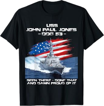 USS John Paul Jones DDG-53 Destroyer Ship USA Flag Veteran Women Men T-Shirt