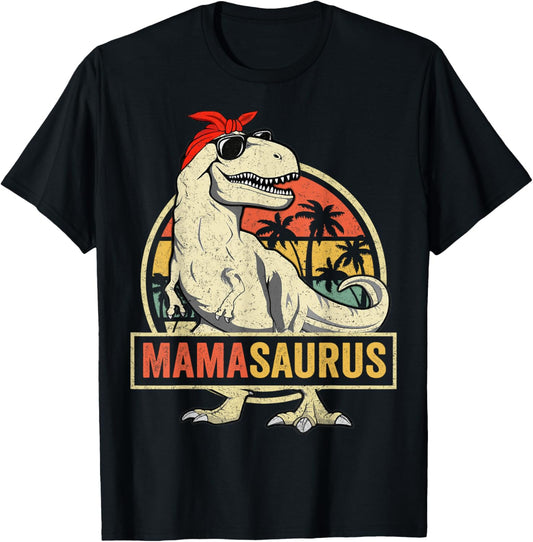 Mamasaurus T Rex Dinosaur Funny Mother's Day Gifts Mom Mommy Unisex Adult Classic Fit Black Short Sleeve T-Shirt