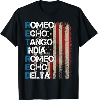 Phonetic Alphabet Retired Veteran Retirement Army Military T-Shirt