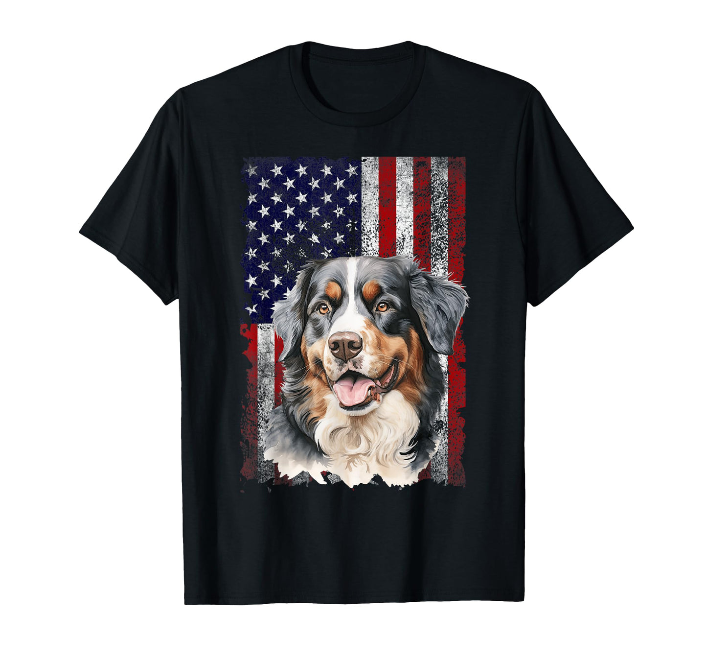 Bernese Mountain Dog 4th of July American Flag Patriotic T-Shirt