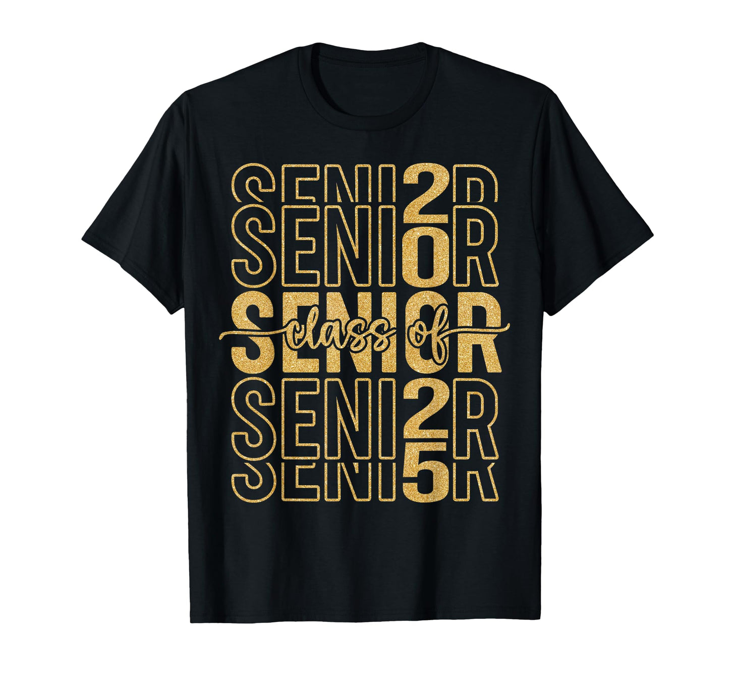 Senior 2025 Class of 2025 Graduate Gold Black Senior Mom T-Shirt