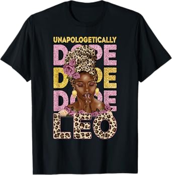 Leo Queen Headwrap Black Woman Zodiac Sign T-Shirt