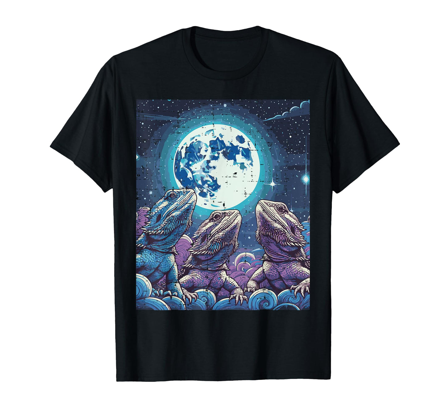 Bearded Dragon Moon Funny Beardie Lizard Meme Men Women Kids T-Shirt