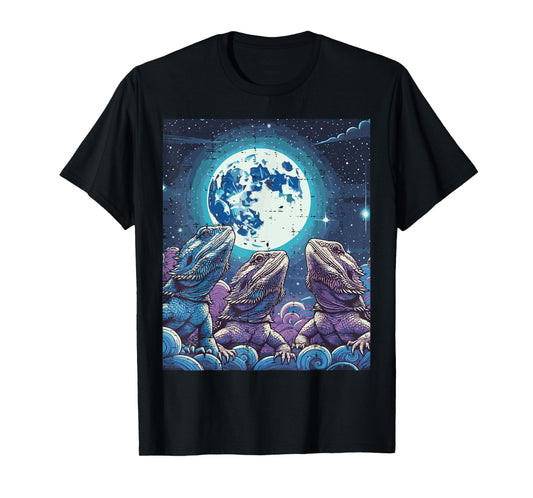 Bearded Dragon Moon Funny Beardie Lizard Meme Men Women Kids T-Shirt