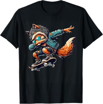 Dabbing Fox Wolf Halloween Trick or Treat Boys Men Kids Tee T-Shirt