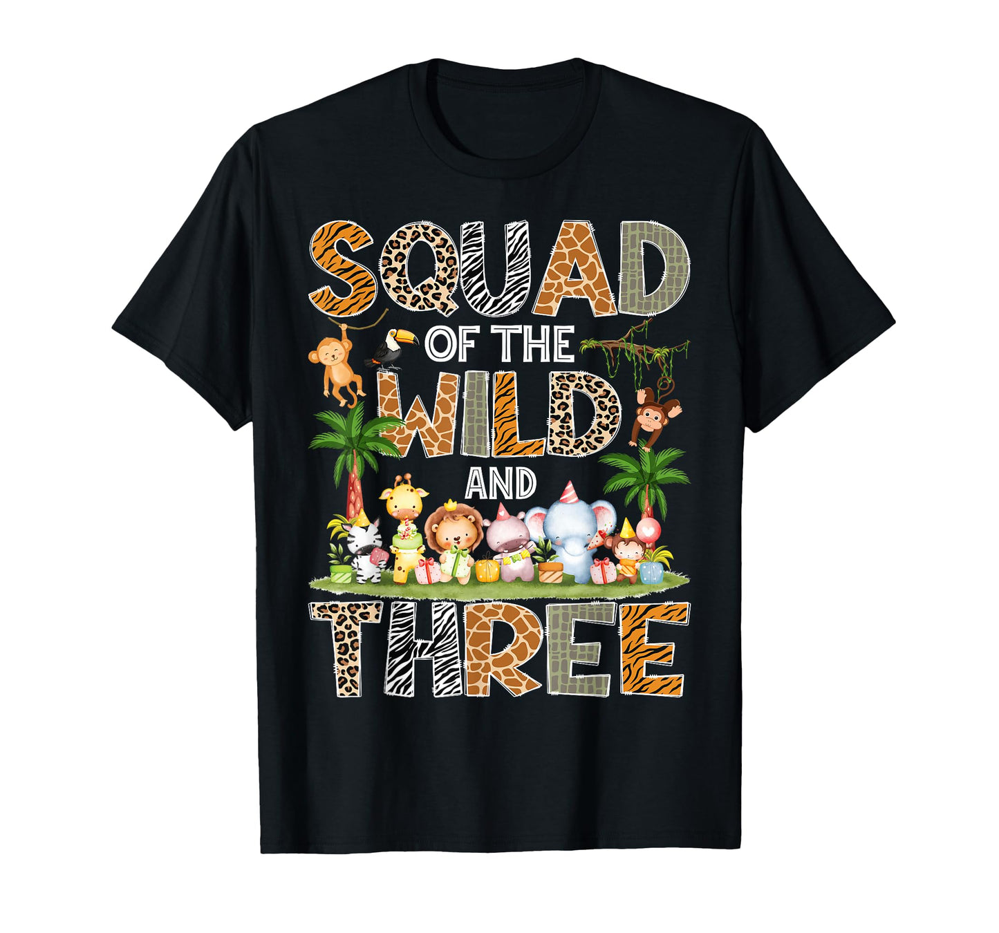 Squad Of The Wild & Three 3Rd Birthday Safari Jungle T-Shirt