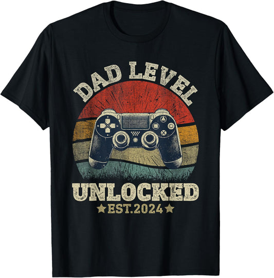 Dad Level Unlocked Est.2024 New Daddy I Leveled Up To Dad T-Shirt