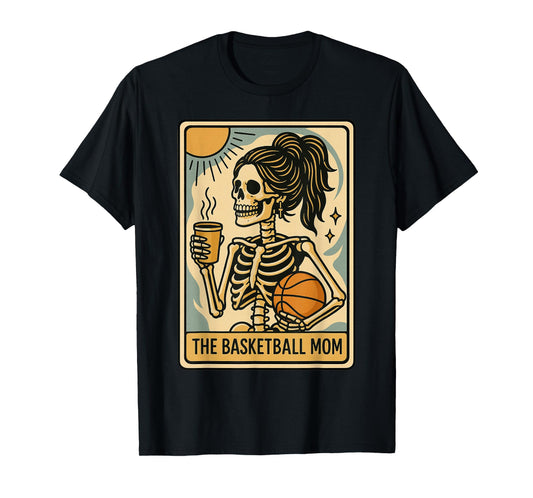 Funny Halloween Basketball Mama Mom Skeleton Tarot Card T-Shirt