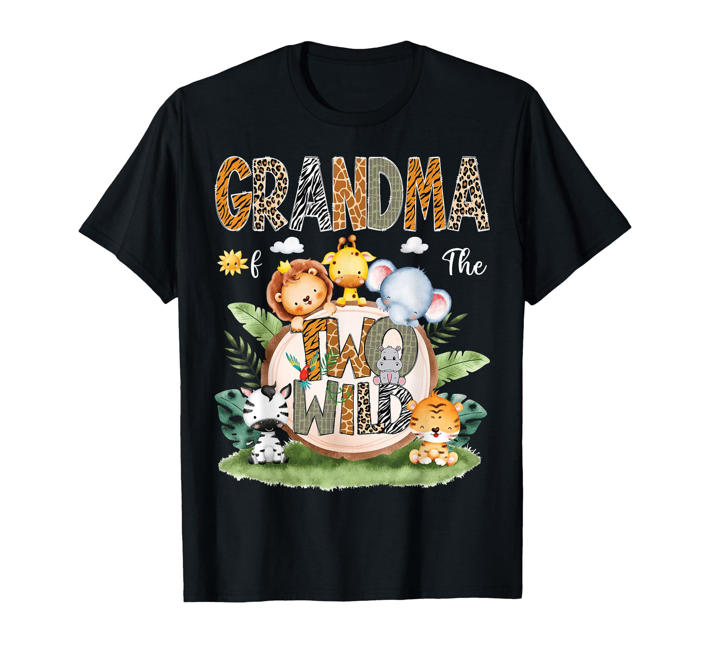 Grandma Of The Two Wild 2Nd Birthday Safari Animal Lover T-Shirt