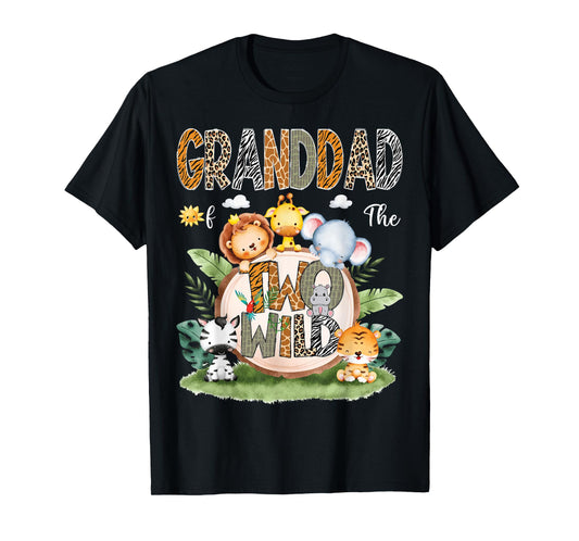 Granddad Of The Two Wild 2Nd Birthday Safari Animal Lover T-Shirt