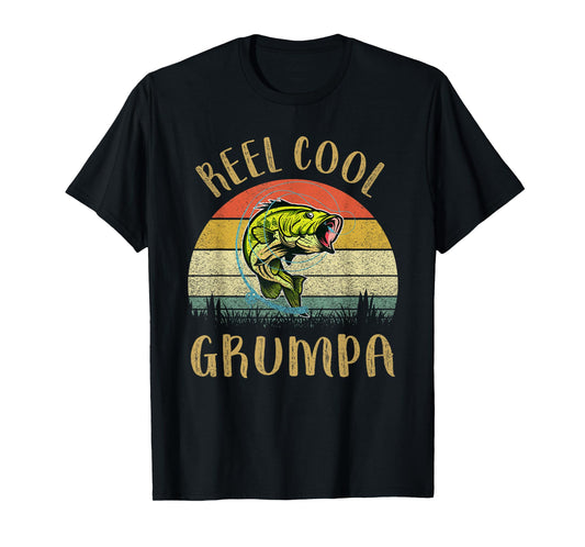 Vintage Reel Cool Grumpa Fish Fishing Fathers Day T-Shirt